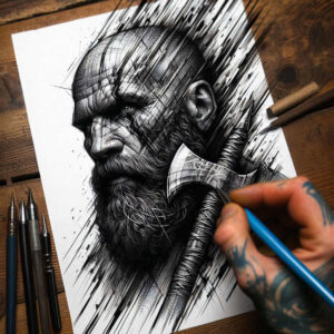 mimicking-face – tattoo design ideas free ai generated – realism-optical-depth – for-back-of-neck – Gallery: faces-inkby-ai
