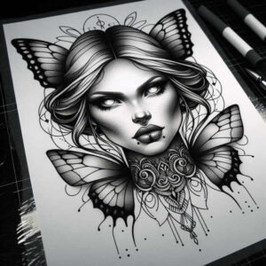 mimicking-face – tattoo design ideas free ai generated – realism-photo-like-tattoo – for-upper-chest – Gallery: faces-inkby-ai