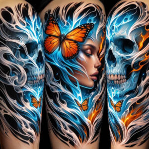 mimicking-face – tattoo design ideas free ai generated – realism-reflection-effect – for-foot – Gallery: faces-inkby-ai
