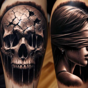 mimicking-face – tattoo design ideas free ai generated – surrealism-metaphysical – for-side-torso – Gallery: faces-inkby-ai
