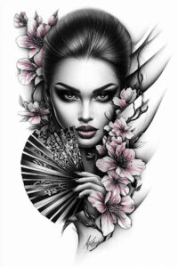 minimalist-face – tattoo design ideas free ai generated – neotraditional-expressive-lines – for-hand – Gallery: faces-inkby-ai