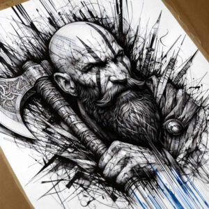 monochrome-face – tattoo design ideas free ai generated – neotraditional-bold-highlights – for-elbow – Gallery: faces-inkby-ai