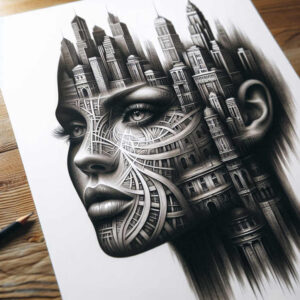 monochrome-face – tattoo design ideas free ai generated – neotraditional-modern-classic – for-chest – Gallery: faces-inkby-ai