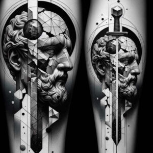 moving-face – tattoo design ideas free ai generated – neotraditional-enhanced-shading – for-forearm – Gallery: faces-inkby-ai