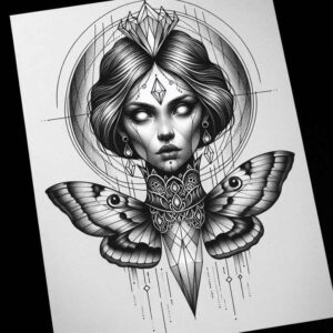 moving-face – tattoo design ideas free ai generated – neotraditional-modern-classic – for-nape – Gallery: faces-inkby-ai
