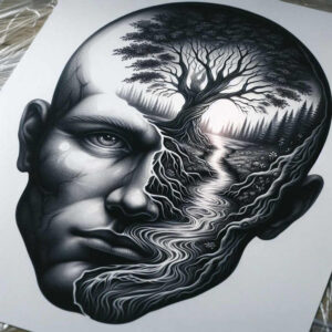 moving-face – tattoo design ideas free ai generated – surrealism-unreal – for-spine – Gallery: faces-inkby-ai