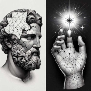 mystical-face – tattoo design ideas free ai generated – neotraditional-bright-color – for-spine – Gallery: faces-inkby-ai