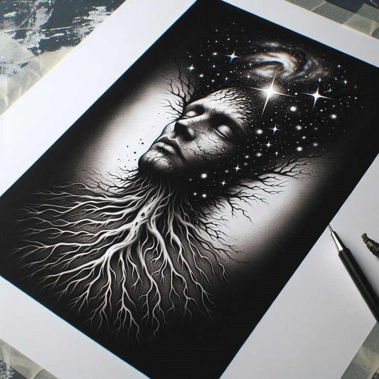 mystical-face – tattoo design ideas free ai generated – realism-micro-detail – for-back-of-neck – Gallery: faces-inkby-ai