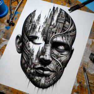 mystical-face – tattoo design ideas free ai generated – realism-rich-blacks – for-side – Gallery: faces-inkby-ai