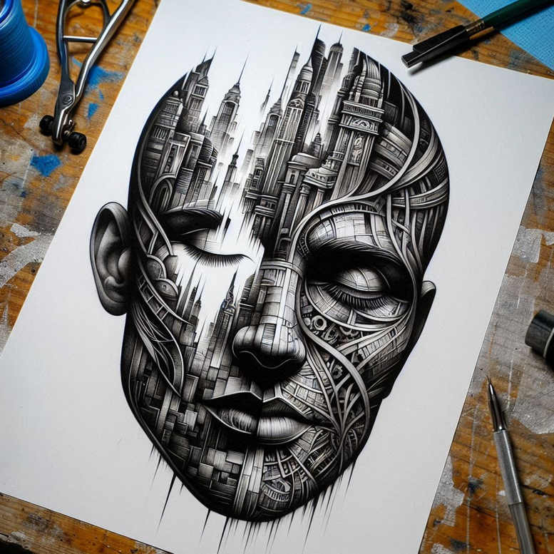 mystical-face – tattoo design ideas free ai generated – realism-rich-blacks – for-side – Gallery: faces-inkby-ai