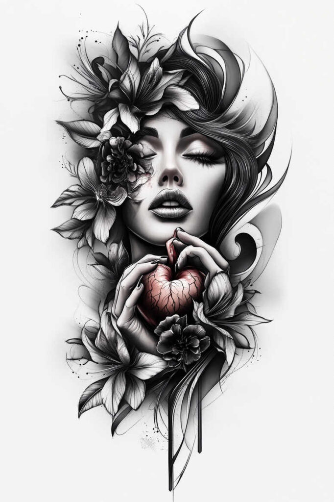 mystical-face – tattoo design ideas free ai generated – surrealism-esoteric-symbolism – for-ribs – Gallery: faces-inkby-ai