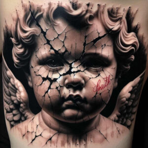 ornamented-face – tattoo design ideas free ai generated – neotraditional-subtle-tone – for-knee – Gallery: faces-inkby-ai