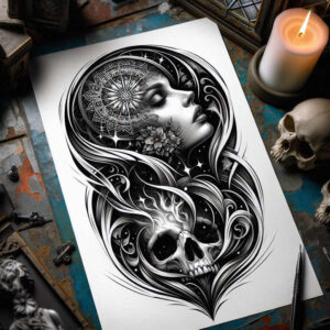 ornamented-face – tattoo design ideas free ai generated – surrealism-imaginative – for-triceps – Gallery: faces-inkby-ai