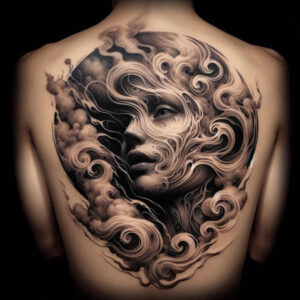 outlined-face – tattoo design ideas free ai generated – neotraditional-deep-blacks – for-inner-arm – Gallery: faces-inkby-ai