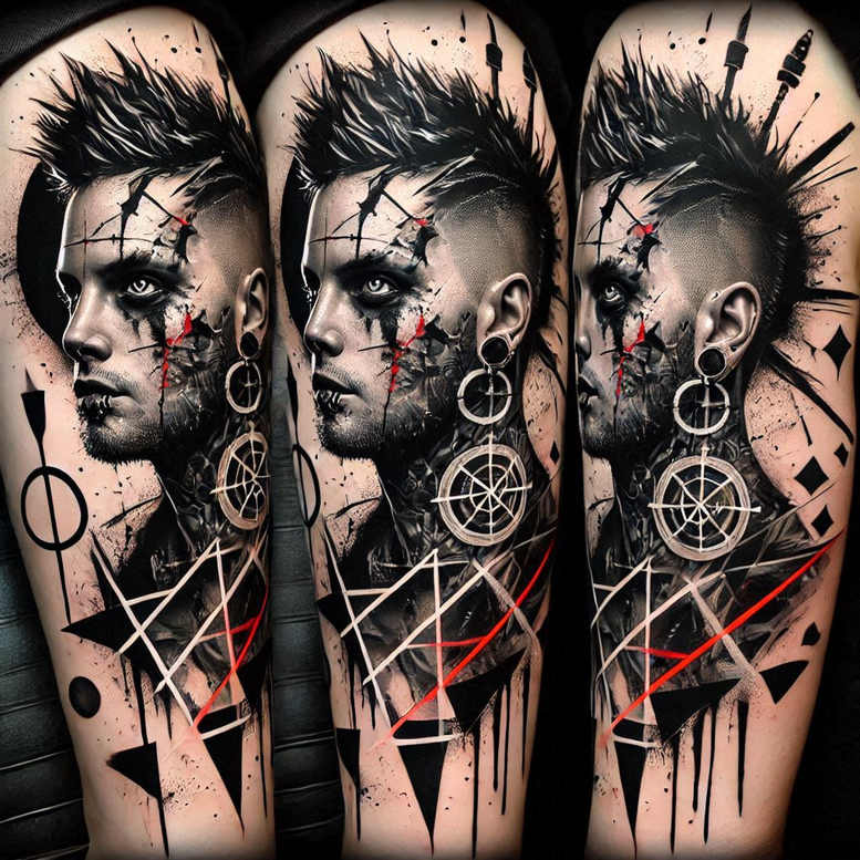 outlined-face – tattoo design ideas free ai generated – neotraditional-textural-detail – for-back-shoulder – Gallery: faces-inkby-ai