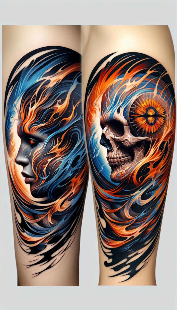 outlined-face – tattoo design ideas free ai generated – realism-moist-effect – for-hip – Gallery: faces-inkby-ai