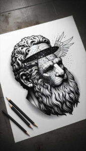outlined-face – tattoo design ideas free ai generated – realism-natural-tones – for-full-back – Gallery: faces-inkby-ai