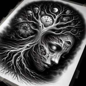 portrait – tattoo design ideas free ai generated – neotraditional-layered-fill – for-neck – Gallery: faces-inkby-ai