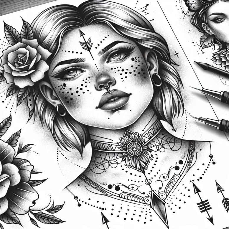 portrait – tattoo design ideas free ai generated – realism-detail-accuracy – for-temple – Gallery: faces-inkby-ai