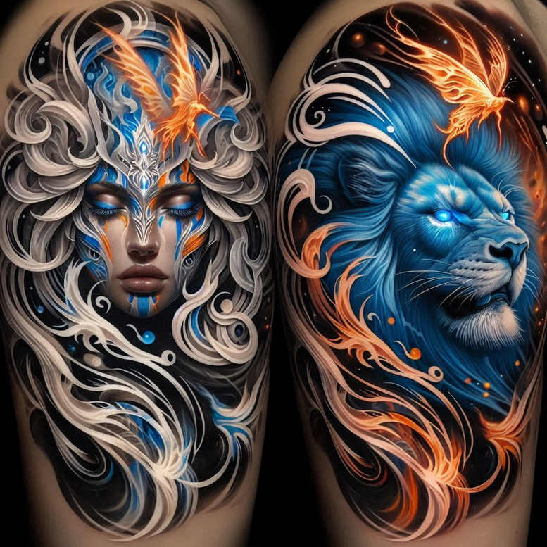 profile-face – tattoo design ideas free ai generated – realism-realistic-color – for-stomach – Gallery: faces-inkby-ai
