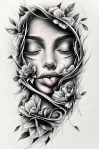 profile-face – tattoo design ideas free ai generated – surrealism-visual-paradox – for-ribs – Gallery: faces-inkby-ai