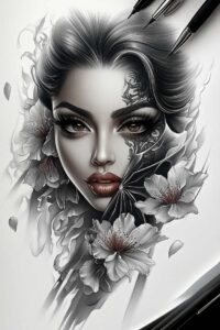 realistic-face – tattoo design ideas free ai generated – neotraditional-modern-classic – for-shin – Gallery: faces-inkby-ai