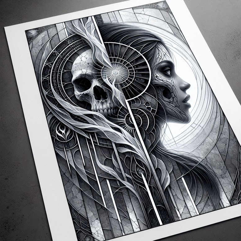 realistic-face – tattoo design ideas free ai generated – surrealism-shifting-shapes – for-lower-arm – Gallery: faces-inkby-ai