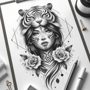 realistic-visage – tattoo design ideas free ai generated – realism-deep-shadows – for-ankle – Gallery: faces-inkby-ai