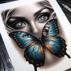 realistic-visage – tattoo design ideas free ai generated – realism-ink-layering – for-thigh – Gallery: faces-inkby-ai