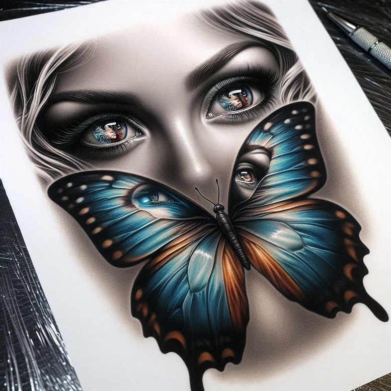 realistic-visage – tattoo design ideas free ai generated – realism-ink-layering – for-thigh – Gallery: faces-inkby-ai