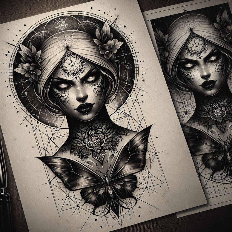 realistic-visage – tattoo design ideas free ai generated – realism-soft-highlights – for-forearm – Gallery: faces-inkby-ai