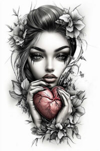 realistic-visage – tattoo design ideas free ai generated – surrealism-melting-forms – for-full-back – Gallery: faces-inkby-ai