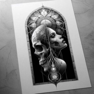shaded-face – tattoo design ideas free ai generated – realism-rich-blacks – for-upper-chest – Gallery: faces-inkby-ai