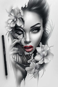 shaded-face – tattoo design ideas free ai generated – realism-volume-effect – for-hip – Gallery: faces-inkby-ai