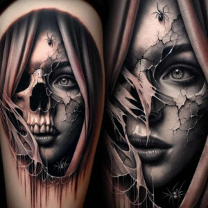 shaded-face – tattoo design ideas free ai generated – surrealism-blurred-edges – for-side-torso – Gallery: faces-inkby-ai