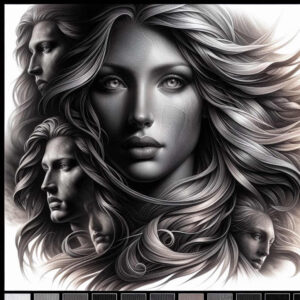 shaded-face – tattoo design ideas free ai generated – surrealism-otherworldly – for-upper-shoulder – Gallery: faces-inkby-ai