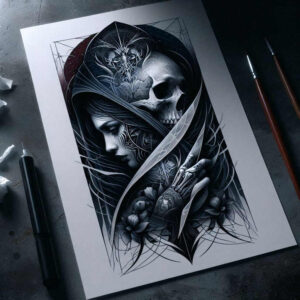 shaded-face – tattoo design ideas free ai generated – surrealism-unearthly – for-outer-arm – Gallery: faces-inkby-ai