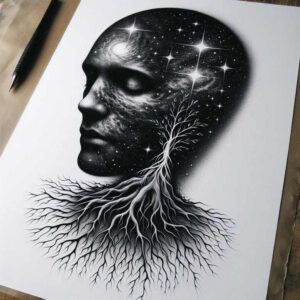 shadow-face – tattoo design ideas free ai generated – neotraditional-vivid-detail – for-scapula – Gallery: faces-inkby-ai