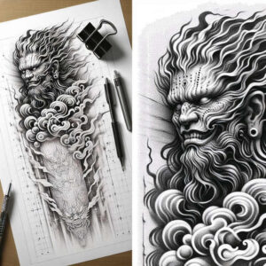 shadow-face – tattoo design ideas free ai generated – realism-moist-gloss – for-shoulder – Gallery: faces-inkby-ai