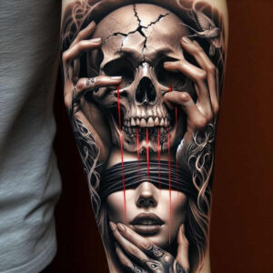shadow-face – tattoo design ideas free ai generated – realism-natural-contours – for-hip – Gallery: faces-inkby-ai