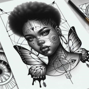 shadowed-face – tattoo design ideas free ai generated – neotraditional-enhanced-shading – for-foot – Gallery: faces-inkby-ai