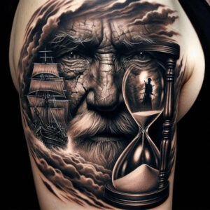shadowed-face – tattoo design ideas free ai generated – surrealism-juxtaposition – for-foot – Gallery: faces-inkby-ai