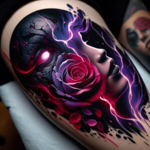 shadowed-face – tattoo design ideas free ai generated – surrealism-phantasmagoric – for-forearm – Gallery: faces-inkby-ai