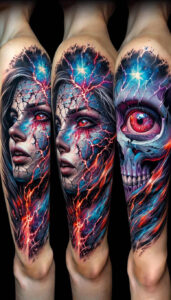 shadowed-face – tattoo design ideas free ai generated – surrealism-psychic-energy – for-upper-thigh – Gallery: faces-inkby-ai