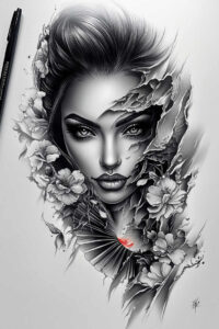 shadowed-visage – tattoo design ideas free ai generated – realism-gentle-shadow – for-arm – Gallery: faces-inkby-ai