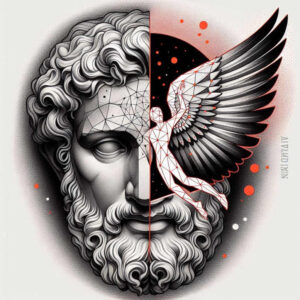 shadowed-visage – tattoo design ideas free ai generated – realism-seamless-blend – for-full-back – Gallery: faces-inkby-ai
