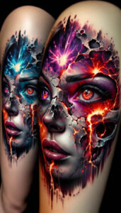 shadowed-visage – tattoo design ideas free ai generated – realism-subtle-saturation – for-forearm – Gallery: faces-inkby-ai
