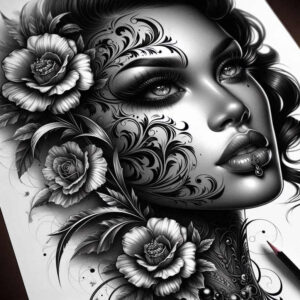spiritual-face – tattoo design ideas free ai generated – neotraditional-artful-color – for-biceps – Gallery: faces-inkby-ai