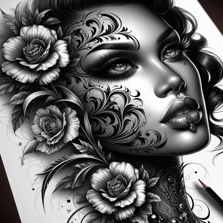 spiritual-face – tattoo design ideas free ai generated – neotraditional-artful-color – for-biceps – Gallery: faces-inkby-ai