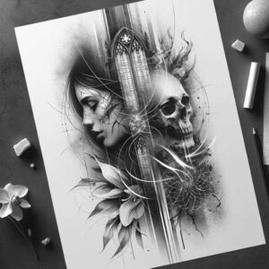 spiritual-face – tattoo design ideas free ai generated – neotraditional-dynamic-linework – for-upper-arm – Gallery: faces-inkby-ai
